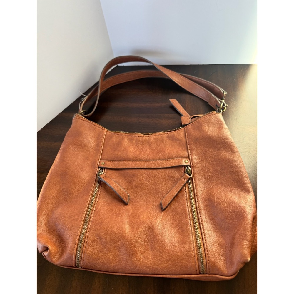 Market &‎ Spruce Brown Faux Leather Shoulder Bag Zip Pocket Stitch Fix